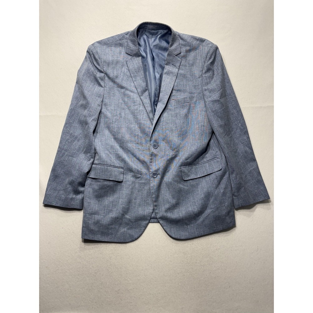 Bocaccio Uomo Sport Coat Mens 44 Blue Stretch Two Button Blazer Notch Lapel